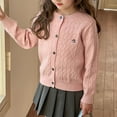 thumbnail image 5 of JIAYUE Cardigan Tops for Girls Cable Pattern Embroidery Detail Button Front Solid Color For Toddler Stylish Outerwear, 5 of 9