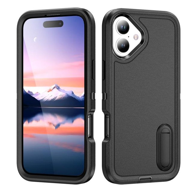 for iPhone 17 Case, iPhone 17 Phone Case with Built in Kickstand, Shockproof/Dustproof/Drop Proof Heavy Duty Military-Grade Rugged Protective Cover for iPhone 17,Black,For iPhone 17