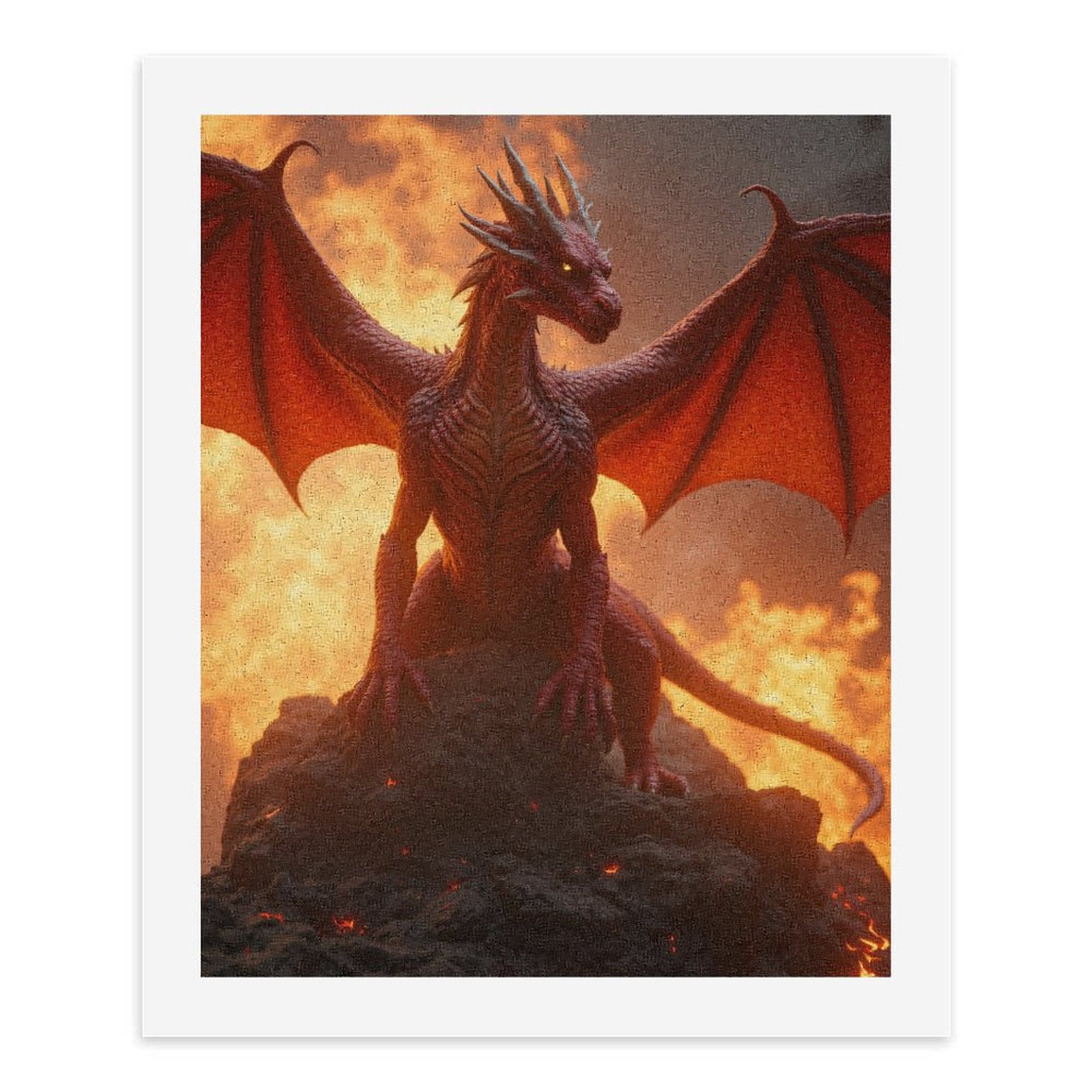 Paint By Numbers Kit for Adults Beginner - Fiery Mythical Dragon On Rock DIY Canvas Painting Kits for Adults, Frameless Paint By Number for Adults for Home Wall Decor 16x20 Inch
