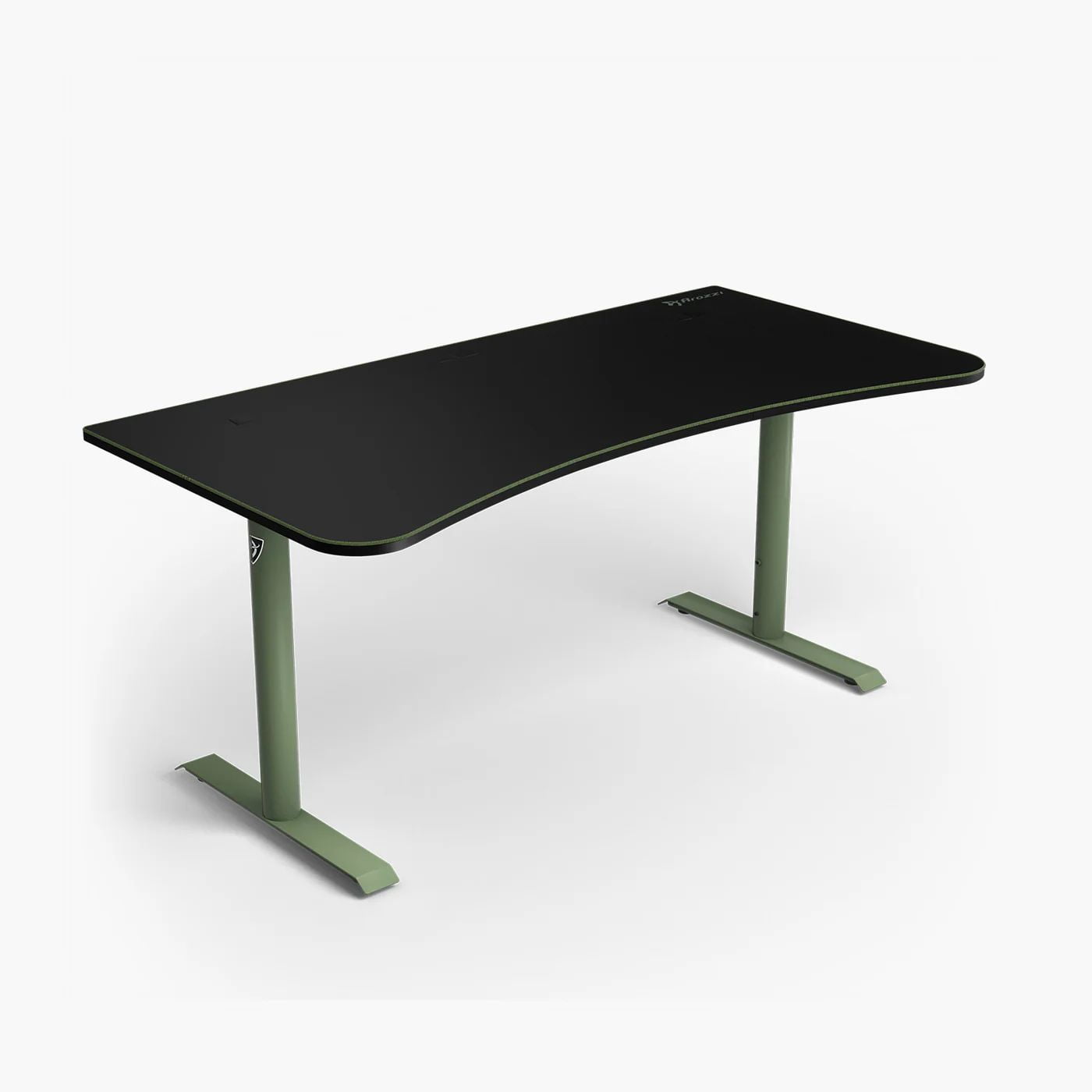 Arozzi Arena Ultrawide Curved Gaming and Office Desk with Full Surface Water Resistant Desk Mat with 3 Custom Monitor Mount Cut Outs and Under The Desk Cable Management Netting - Forest Green