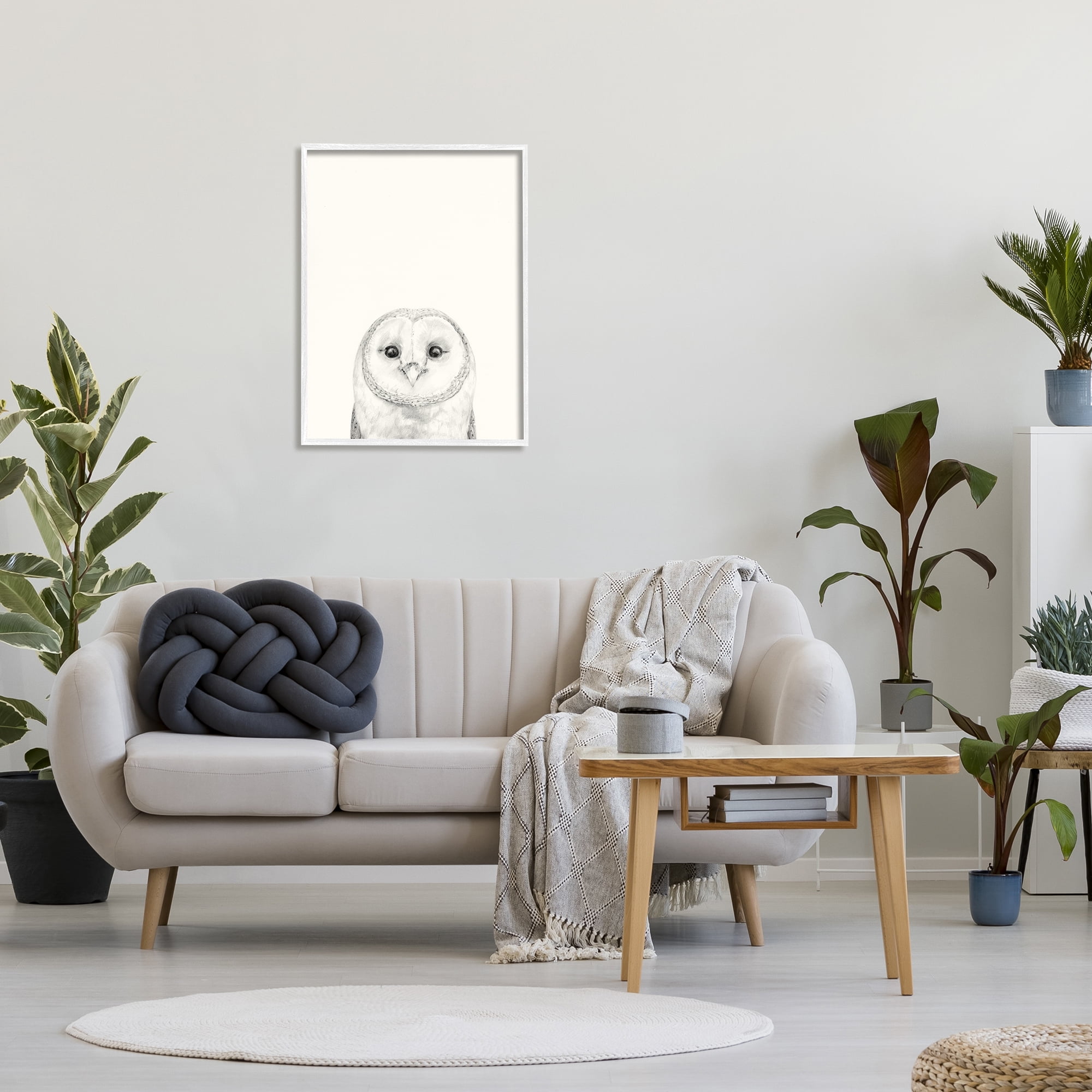 Stupell Industries Owl Portrait Grey Drawing Design Drawing Print Framed Art Print Wall Art, 24x30, By Victoria Borges
