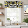 thumbnail image 2 of Yellow Geometric Kitchen Curtain Valances for Windows Farmhouse Short Curtains, Gray Black Retro Abstract Stripes Lines Rod Pocket Valance Curtain for Bedroom Cafe Living Room, 2 of 8