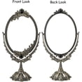 thumbnail image 2 of Vintage Double-Sided Desktop Makeup Mirror Floral Engraved Oval Vanity Mirror, 2 of 4