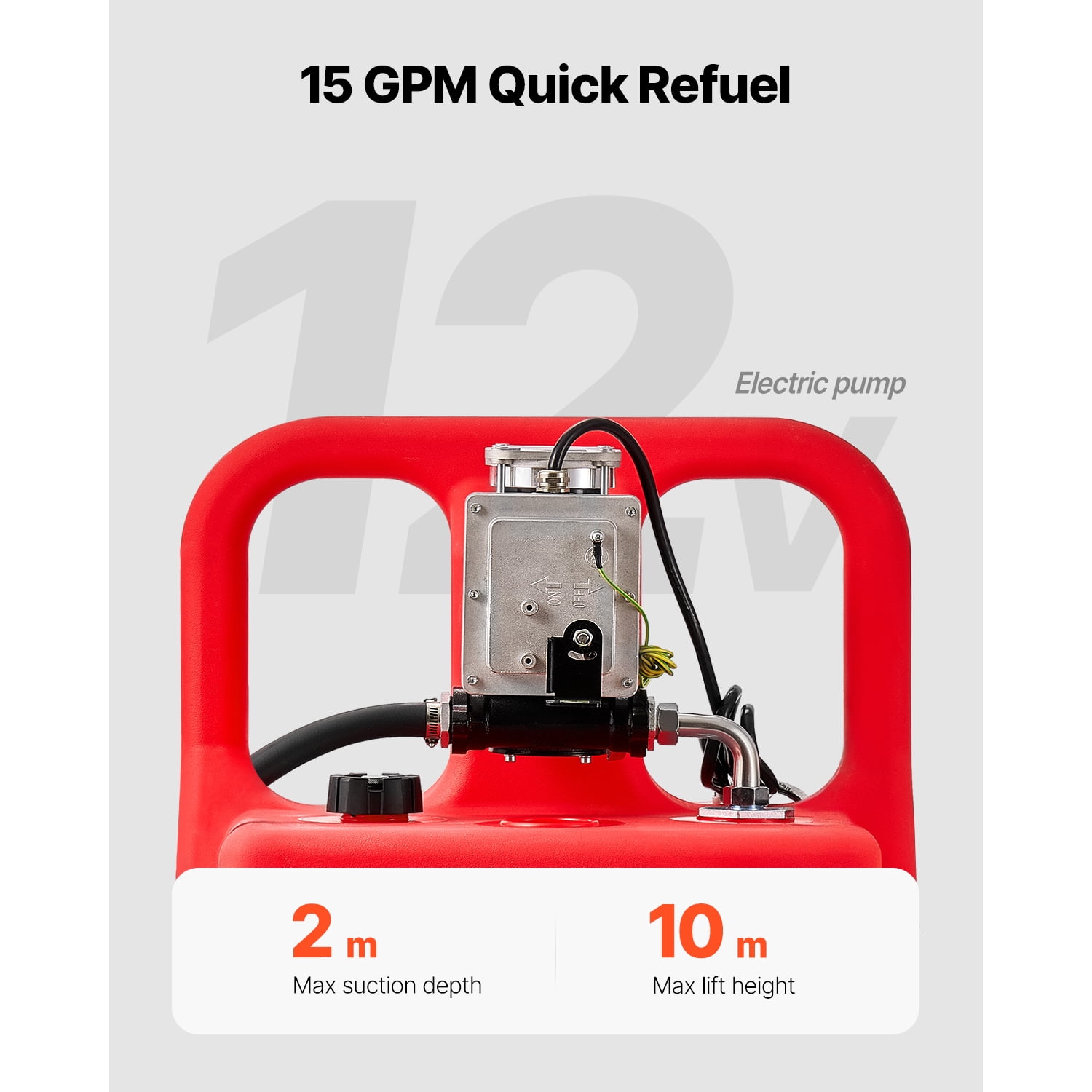 KFFKFF Fuel Storage, 32 Gallon, Mobile Fuel Container with 12V DC 15 GPM Electric Fuel Circulation Pump, 13 ft Dispensing Hose & Aluminum Alloy Handheld Nozzle, Fuel Carrier for Motorboats, ATVs