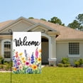 thumbnail image 2 of AMHNF Linen Garden Flag with Watercolor Wildflowers - Welcome Sign for Spring Summer Home Outdoor Garden Yard Door Decor 12x18 inch, 2 of 5