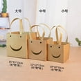 thumbnail image 2 of NAMZI gifts, flowers, gift box packaging bags, transparent window gift bags, kraft paper bags, square tote bags (brown smiling face, small size), 2 of 4