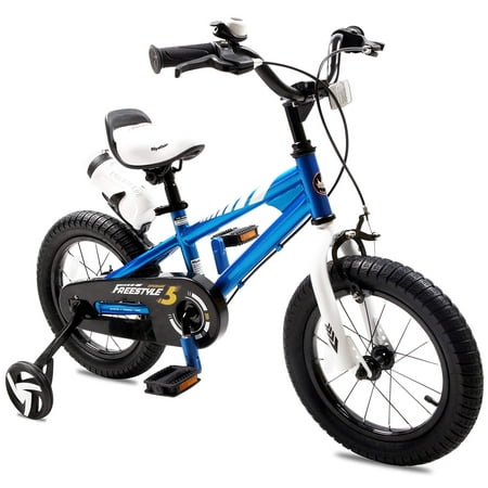 RoyalBaby BMX Freestyle Kid's Bike with Two Hand Brakes, Tool Free Pedal Assembly Boy's Bike and Girl's Bike for Ages 3 to 8 Years, Training Wheels for 12