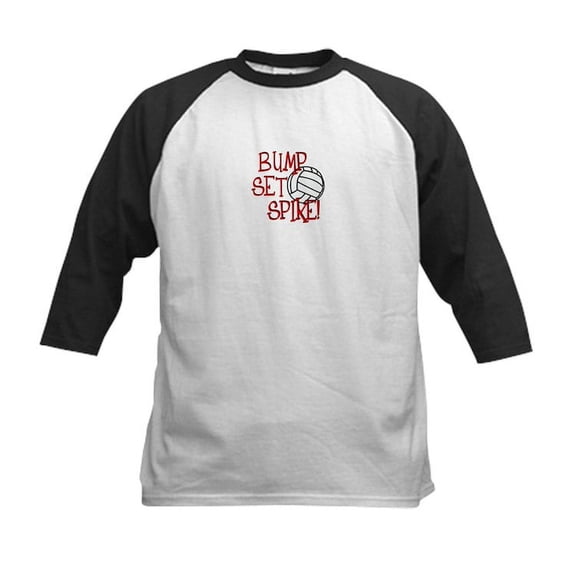 CafePress - Bump, Set, Spike Baseball Jersey - Kids Cotton Baseball Jersey, 3/4 Sleeve Shirt