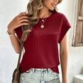 thumbnail image 2 of Tauxra Women's Short Sleeve Blouse, Loose Textured Fabric Round Neck Casual Top, Comfortable Everyday Blouse for Work and Leisure, 2 of 6