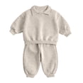 thumbnail image 5 of ZACPNCV Kids Warm Fleece Sweatsuit Boys Girls Solid Color Long Sleeve Pullover Sweatshirt with Jogger Pants 2 Piece Lounge Set 18-24Months Beige, 5 of 8