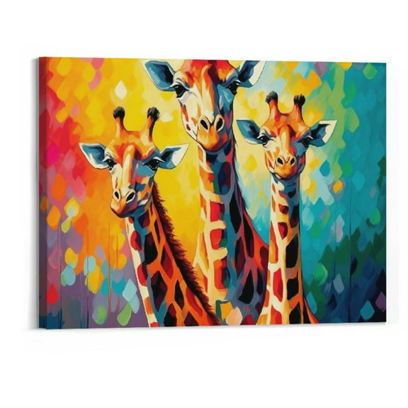 Orinice Giraffe Canvas Wall Art Colorful Animal Pictures Wall Decor Abstract Animal Painting Print Modern Living Room Decor Frame (Giraffe - 1, 20x16in) 20x16in