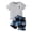 Grey, variant on Boy's 2 Piece Set Tropical Print Short Sleeve Crewneck T Shirt and Shorts Set Vacation Outfits