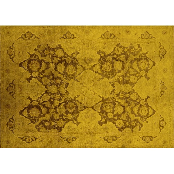 Ahgly Company Machine Washable Indoor Rectangle Oriental Yellow Industrial Area Rugs, 2' x 3'