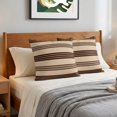thumbnail image 6 of Pillow Covers 18x18 Set of 2, Vintage Striped Throw Pillow Covers Decorative Couch Cushion Cover, Rustic Minimalist Lines Brown Microfiber Soft Square Pillowcases for Bedroom Living Room Sofa, 6 of 9