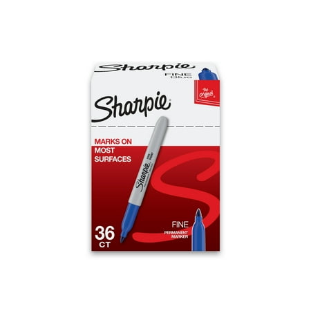 Sharpie Permanent Markers, Fine Point, Blue, 36 Count