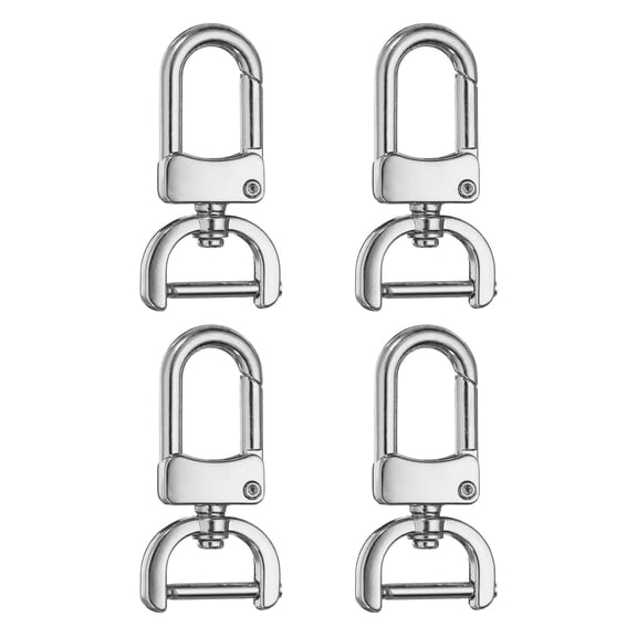 Uxcell 4pcs Detachable Snap Hook Swivel Clasp 5/8" Metal D-Rings Clasp, Silver-White