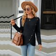 thumbnail image 3 of SWSMCLT Women's Soft Pullover Sweaters Long Sleeve Top Knit Tshirt Button Lightweight Dressy Sweater Asymmetric Fall Fashion Black X-Large, 3 of 5