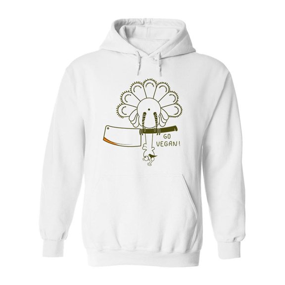 Go Vegan Thanksgiving Turkey Hoodie Men -Image by Shutterstock, Male XX-Large