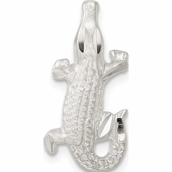 Sterling Silver Satin & Polished D/C Alligator Chain Slide (21.27 X 10.46) Made In India -Jewelry By Sweet Pea