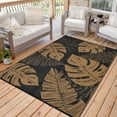 thumbnail image 2 of 5*8ft/6*9ft/9*12ft/8*10ft/9*18ft/10*14ft/10*20ft Plastic Straw Rug Outdoor Rug Modern Leaves Area Rug Waterproof Patio Rug Outdoor Camping Rug for RV Porch Deck Camper Balcony Backyard, 2 of 9