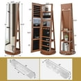 thumbnail image 4 of Giantex 360° Swivel Jewelry Cabinet, Lockable Jewelry Armoire w/Full-Length Mirror & 3-Color LED Lights, Freestanding Jewelry Organizer w/Inside Mirror, Foldable Shelf, Brown, 4 of 10