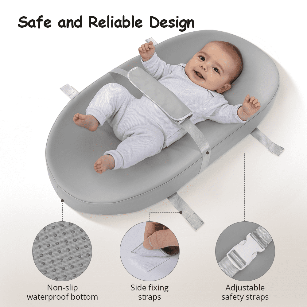 Baby Changing Pad, Caveen Wipeable Baby Changing Station for Diaper Change and Dresser, with Waterproof PU Cover and Non-Slip Bottom, Portable, Grey