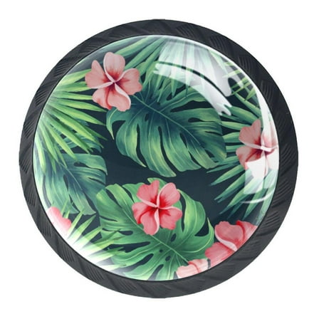 4 Pcs Tropical Green Knobs for Kitchen Cabinet Cupboard Dresser Bookcase Drawer Pulls Handles Round Home Decor