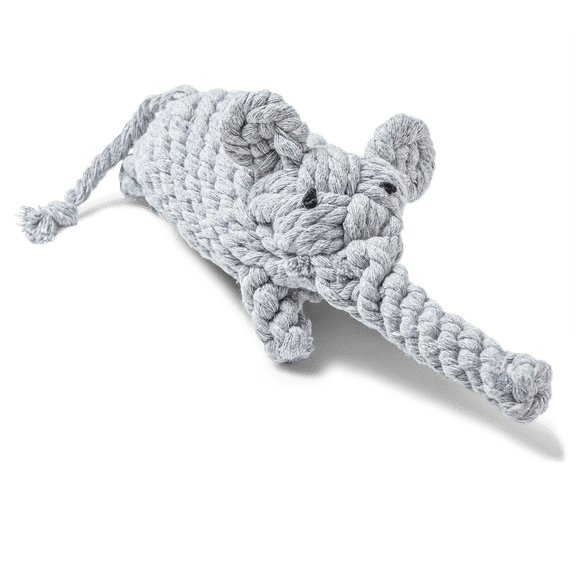 Elephant Dog Toy - Interactive Dog Chew Toys with Cotton Rope - Braided Puppy Toy For Aggressive Chewers - Soft & Safe Teething Toy - Small Tug Dog Toy, 9.5 x 3 Inches