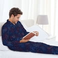 thumbnail image 5 of KLL Blue Firework Sleepwear Mens Flannel Pajamas,Long Cotton Pj Set, 5 of 7