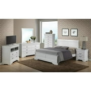 Passion Furniture Louis Philippe White Full Panel Bed