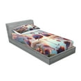 thumbnail image 2 of Ambesonne Flamingo Fitted Sheet & Pillow Sham Set, Blush Atmosphere Birds, Twinxl, Pale Pink Soft Blue, 2 of 2