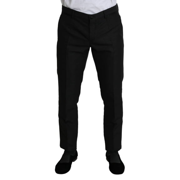 Dolce & Gabbana Black Wool Skinny Formal Trouser Pants