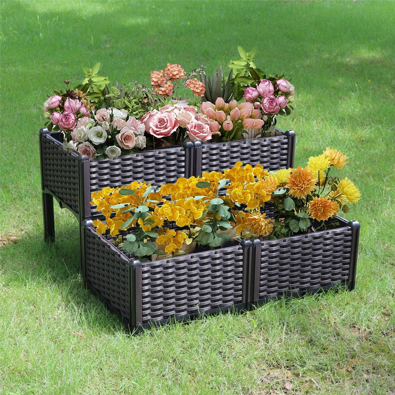 Plastic Raised Garden Bed Kits for Vegetable/Flower/Fruit 15.7" ×15.7