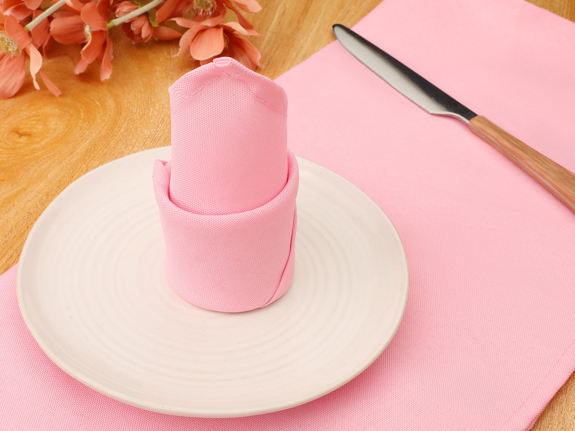 Unique Bargains 6 Pack Polyester Restaurant Cocktail Party Cloth Napkins Pink