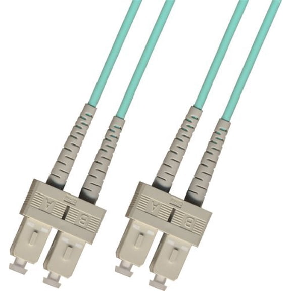 5 Meter OM3 10 Gigabit Multimode Duplex Fiber Optic Cable (50/125) - SC to SC - Aqua