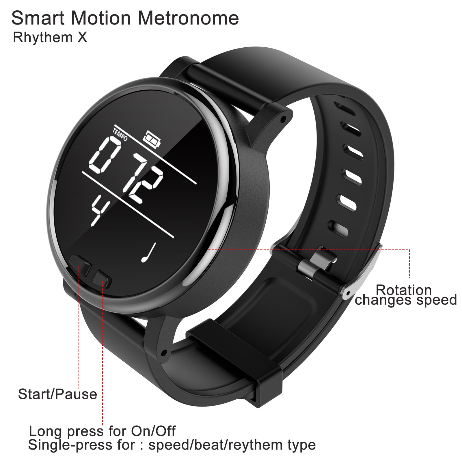 police weekly Crack pot Toma Metronome Smart Watch Bluetooth-compatible Portable Rechargeable  Vibration Multifunctional Music Instrument Guitar Accessories - Walmart.com