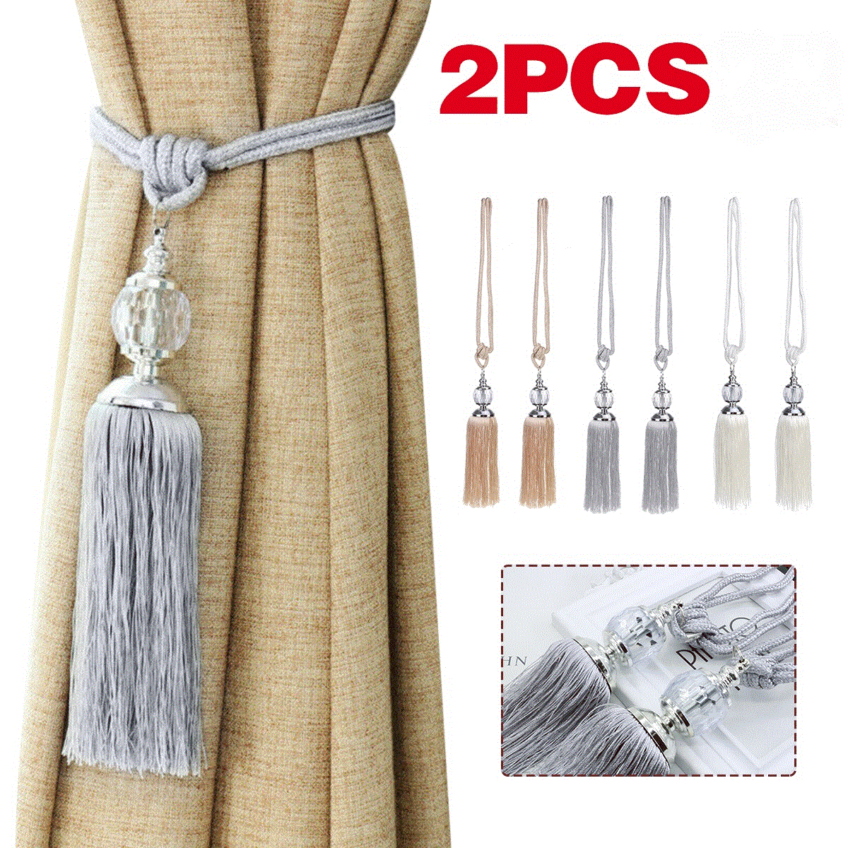 1 Pair Windows Decorative Tassel Curtain Rope Tie Backs for Window