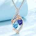 thumbnail image 4 of Taioiat Double Birthstone Necklaces for Women 18K Gold Plated Birthstone Rose Flower Jewelry Anniversary Valentines Day Mother's Day Birthday Gifts for Her Wife Girlfriend Mom, 4 of 7