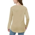 thumbnail image 7 of XXWXYD Clearence Asymmetric Hem Long Sleeve Top - Side Slit Tunic Tee with Soft Cotton Blend for Girls Ages 3-12Y (7-8 Years,Khaki), 7 of 7