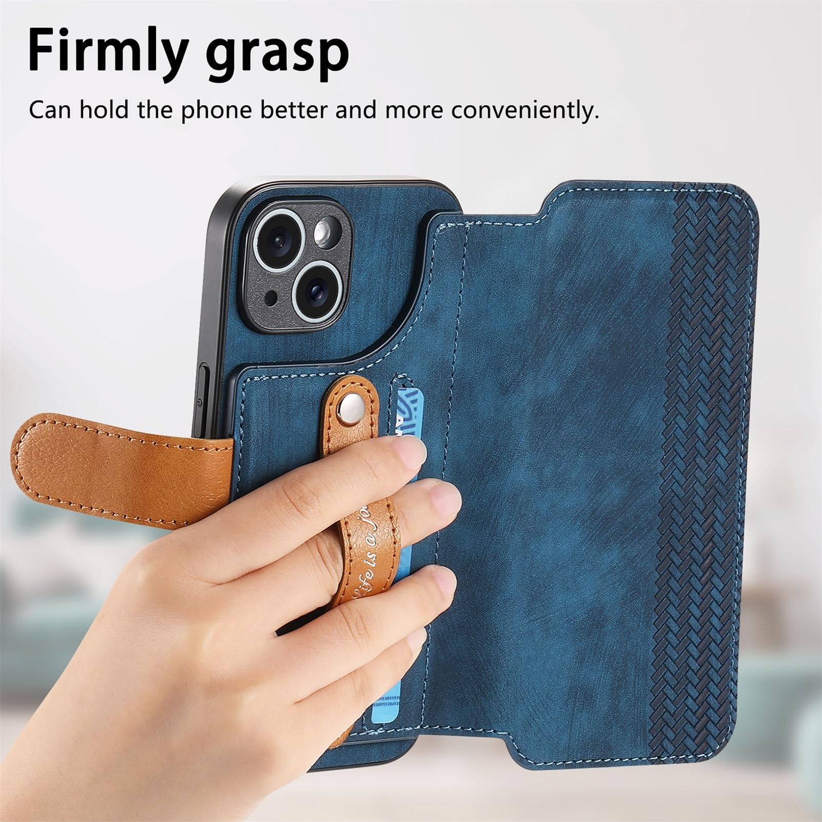 Case For IPhone 16/16 Plus/16 Pro/16 Pro Max, Flip Wallet Phone Case RFID Blocking Card Slot Cover Wrist Strap Anti-drop Leather Shell