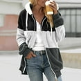 thumbnail image 3 of Funicet Gifts savings Deals! Plus Size Coats for Women Warm Loose Plush Zipper Hooded Coat Color Block Printed Drawstring Sweaters Shacket Jacket for Fall, Winter, 3 of 7