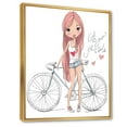 thumbnail image 3 of Designart 'Young Woman With Bicycle' Children's Art Framed Canvas Wall Art Print, 3 of 5