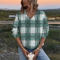 thumbnail image 2 of CHZAYXI Plaid Sweatshirts for Women Pullover Fall Loose Casual Long Sleeve V Neck Lightweight Fleece Lined Flannel Sweat Shirts Daily Cute Clothing(Green,M), 2 of 6