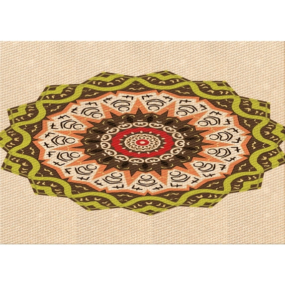 Ahgly Company Machine Washable Indoor Rectangle Transitional Khaki Gold Area Rugs, 4' x 6'