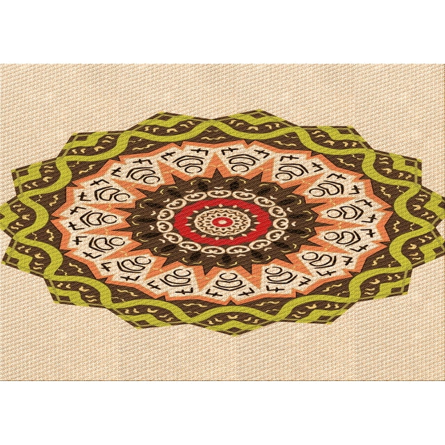Ahgly Company Machine Washable Indoor Rectangle Transitional Khaki Gold Area Rugs, 8' x 10'