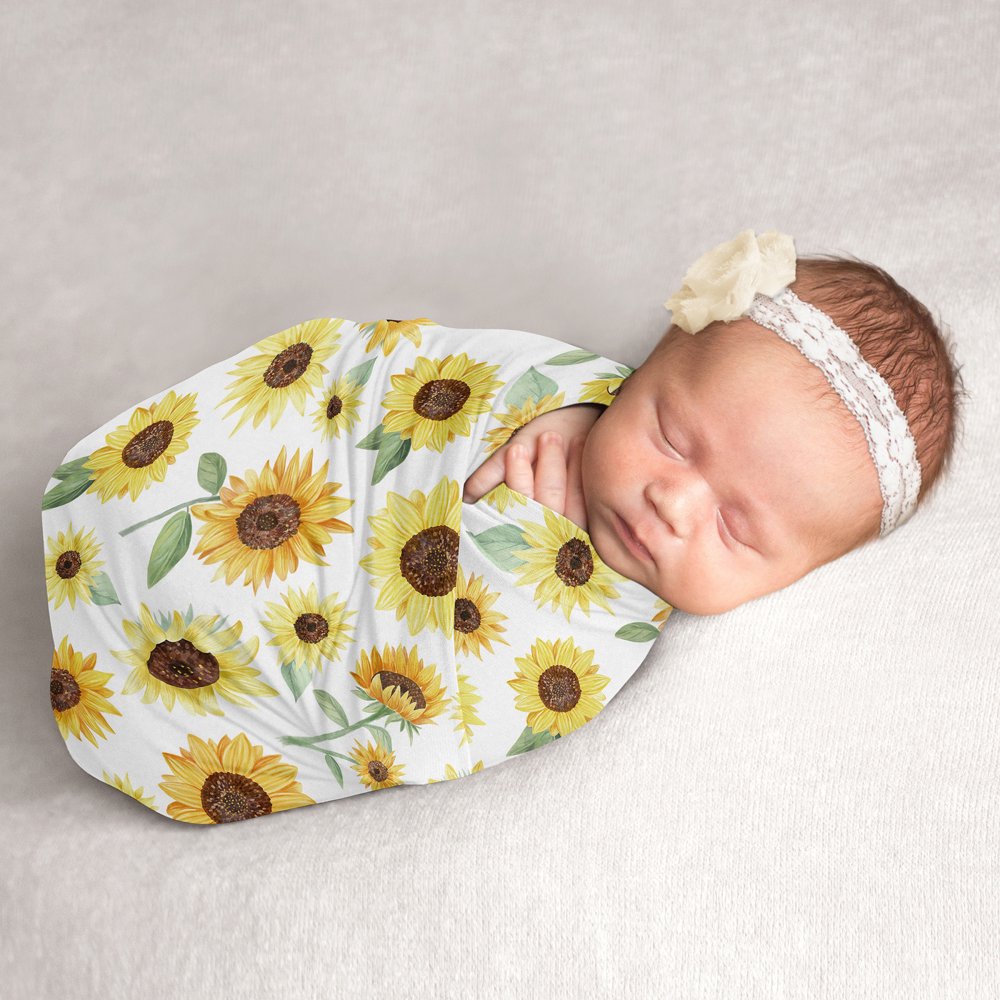 Sweet Jojo Designs Sunflower Baby Girl Swaddle Blanket Jersey Stretch