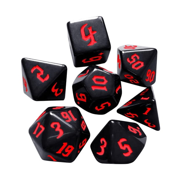 7 Unids/set Dados Digitales Múltiples Caras D4 D6 D8 D10 D12 D20 para TRPG () Rojo