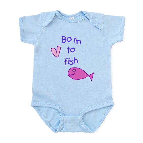 CafePress - Girls Born To Fish Body Suit - Baby Light Bodysuit, Size Newborn - 24 Months