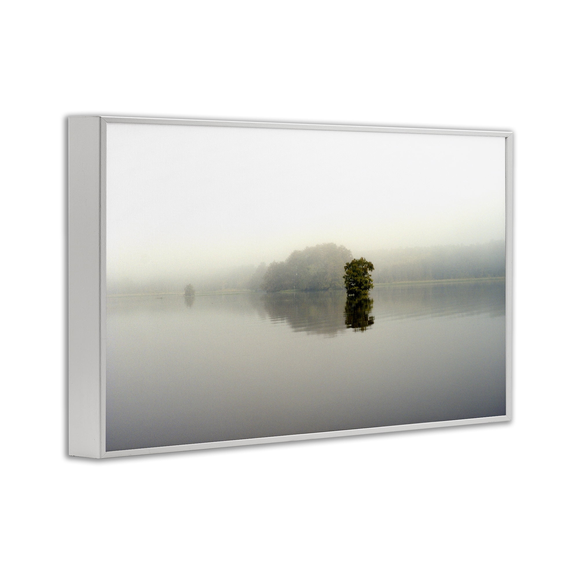 Stupell Industries Misty Lake Reflection White Framed Giclee Art, design by Gail Peck