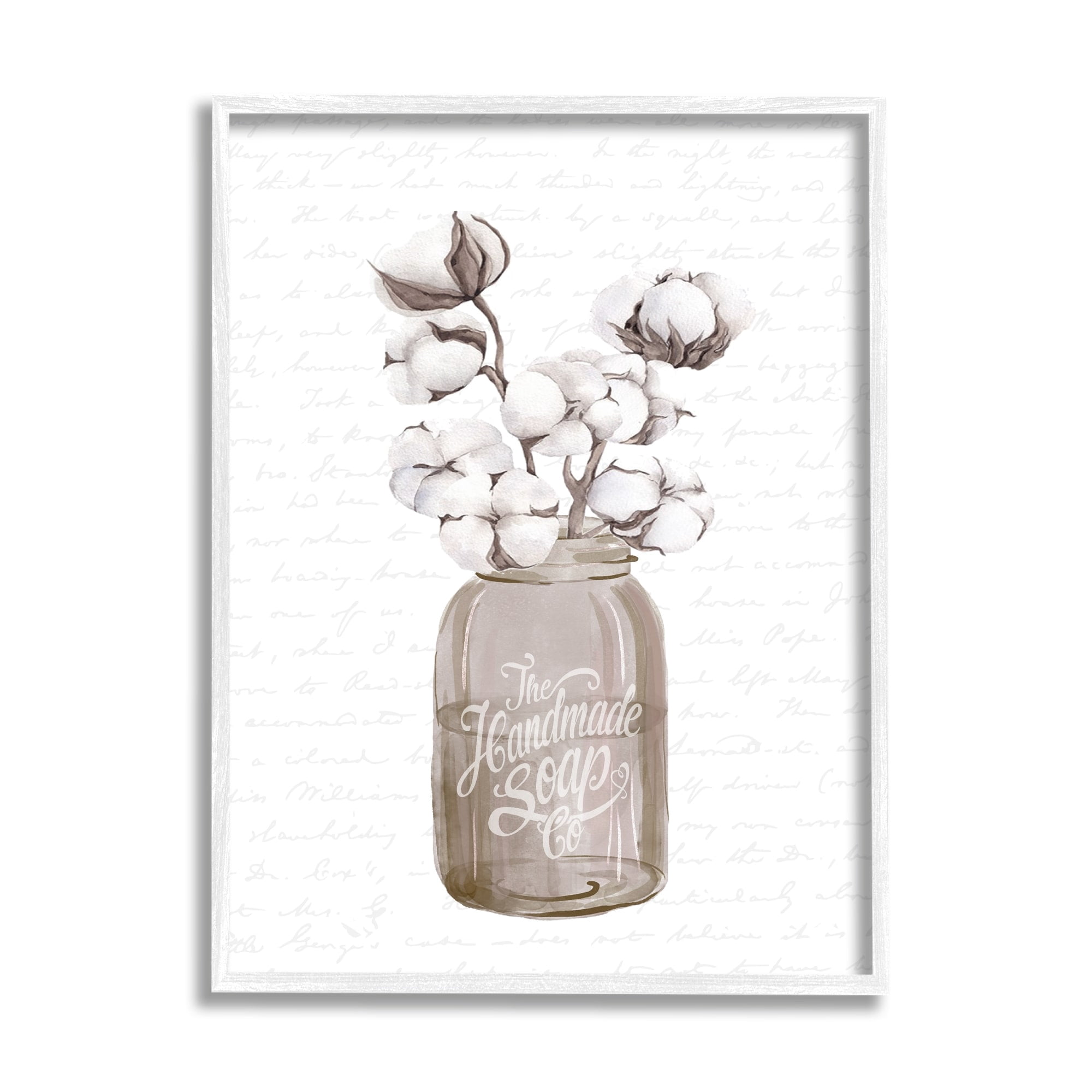 Stupell Industries Sepia Tones Botanical Arrangement Patterned Script Text Graphic Art White Framed Art Print Wall Art, Design by Lettered and Lined